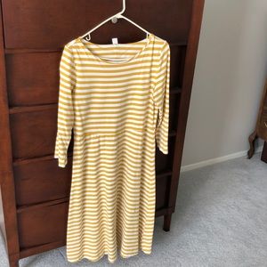Gold and white striped dress